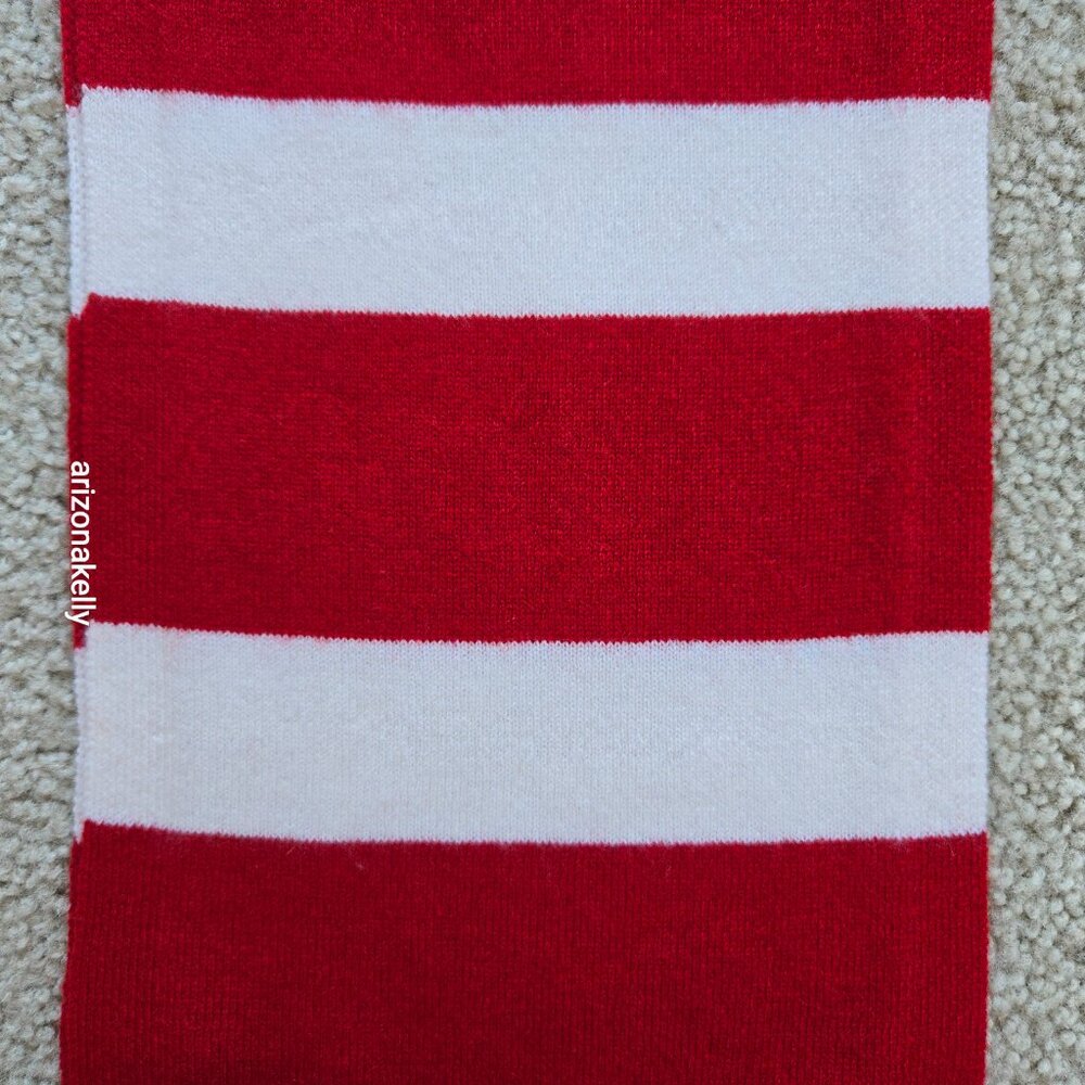 NWOT Talbots Cashmere Scarf Red & White Striped - Picture 6 of 13